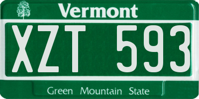 VT license plate XZT593