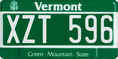 VT license plate XZT596