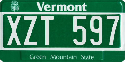 VT license plate XZT597