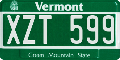 VT license plate XZT599