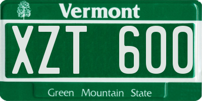 VT license plate XZT600