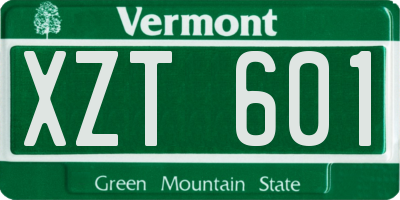 VT license plate XZT601