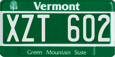 VT license plate XZT602