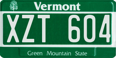 VT license plate XZT604