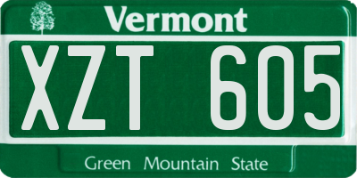 VT license plate XZT605