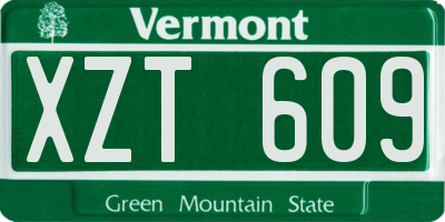 VT license plate XZT609