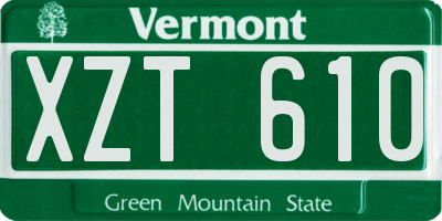 VT license plate XZT610