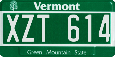 VT license plate XZT614