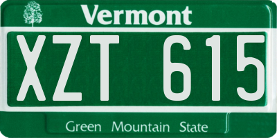 VT license plate XZT615