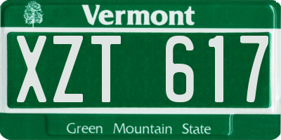 VT license plate XZT617