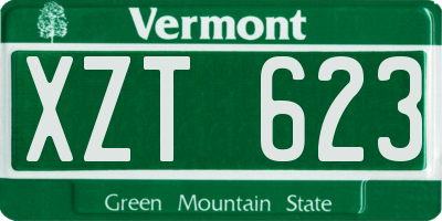 VT license plate XZT623