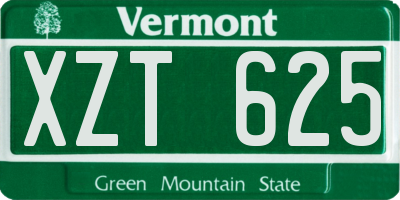 VT license plate XZT625