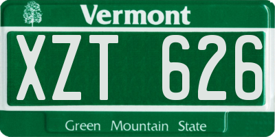 VT license plate XZT626