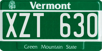 VT license plate XZT630
