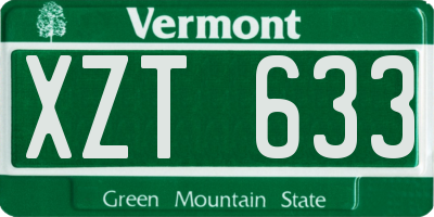 VT license plate XZT633