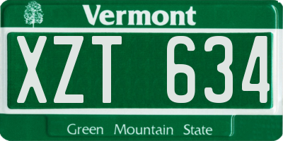 VT license plate XZT634