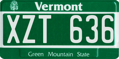 VT license plate XZT636