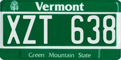 VT license plate XZT638