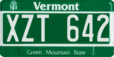 VT license plate XZT642