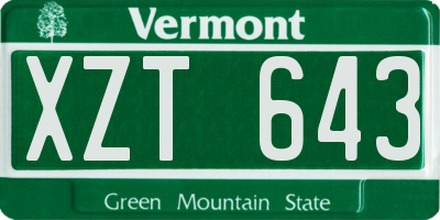 VT license plate XZT643