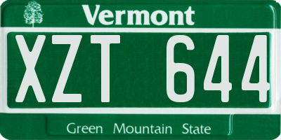 VT license plate XZT644