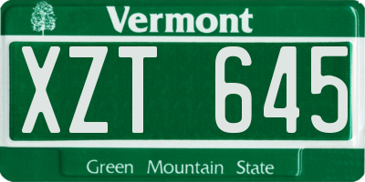 VT license plate XZT645