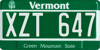 VT license plate XZT647
