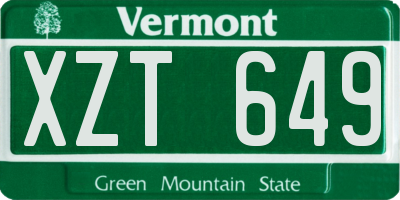 VT license plate XZT649