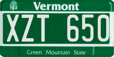 VT license plate XZT650