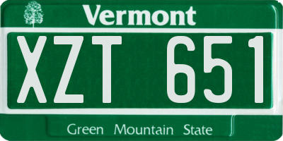 VT license plate XZT651