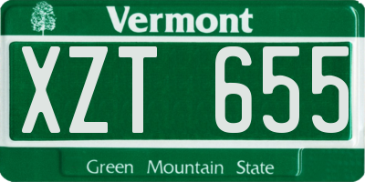 VT license plate XZT655