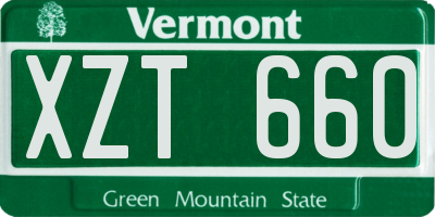 VT license plate XZT660