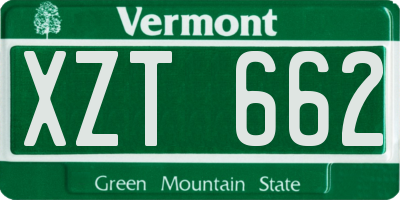 VT license plate XZT662