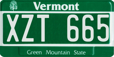 VT license plate XZT665