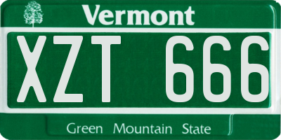 VT license plate XZT666