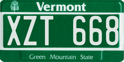 VT license plate XZT668