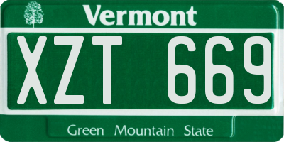 VT license plate XZT669