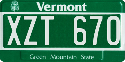 VT license plate XZT670