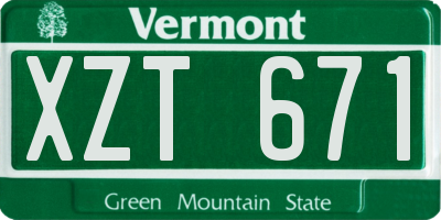 VT license plate XZT671