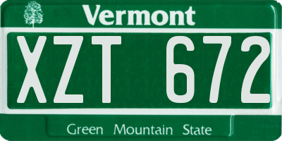 VT license plate XZT672