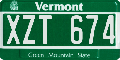 VT license plate XZT674