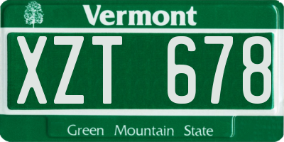 VT license plate XZT678