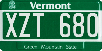 VT license plate XZT680