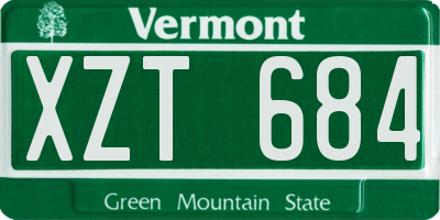VT license plate XZT684