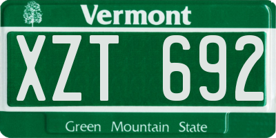 VT license plate XZT692