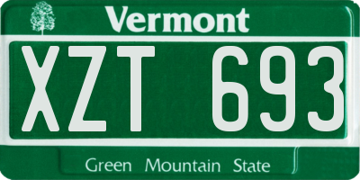 VT license plate XZT693