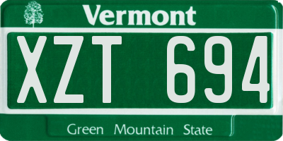 VT license plate XZT694
