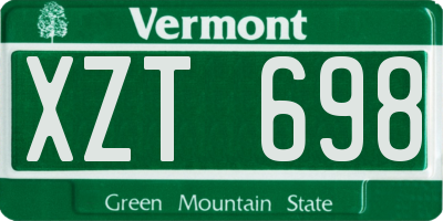 VT license plate XZT698