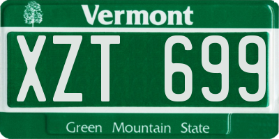 VT license plate XZT699