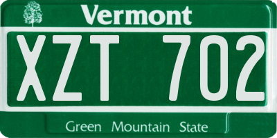 VT license plate XZT702